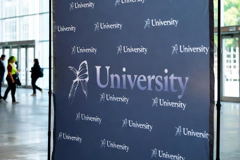 step and repeat banner at a university
